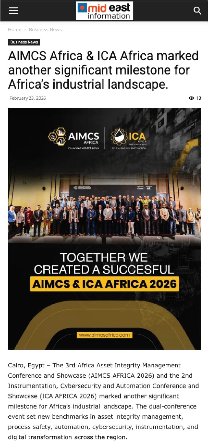 AIMCS Africa & ICA Africa marked another significant milestone for Africa's industrial landscape.